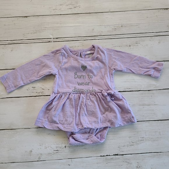 ♡ 5/$20 - Baby Koala Girl's Purple Born to Wear Diamonds Bodysuit 0-3mo. - Picture 2 of 6